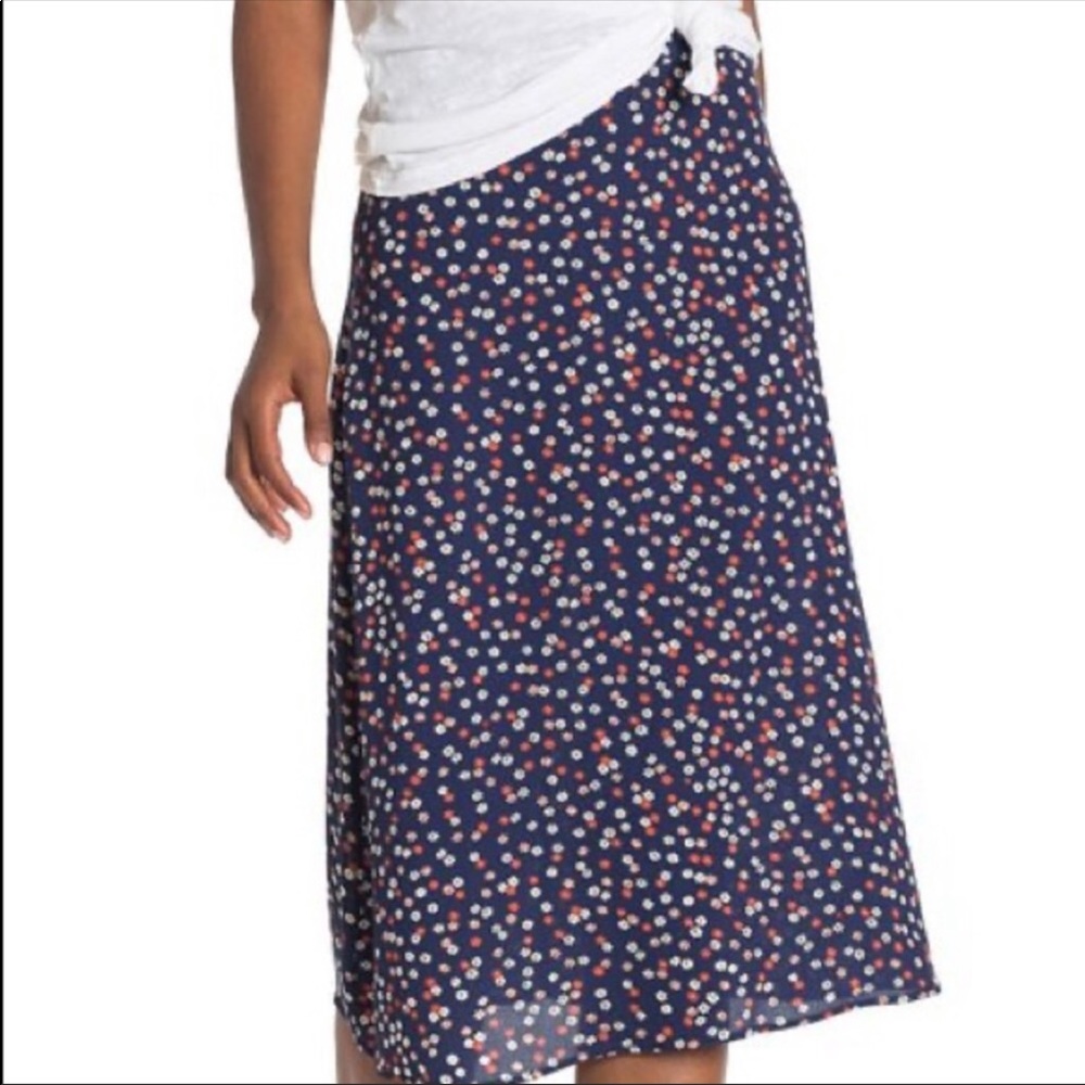 Madewell Blue Midi Floral Skirt - Picture 1 of 6